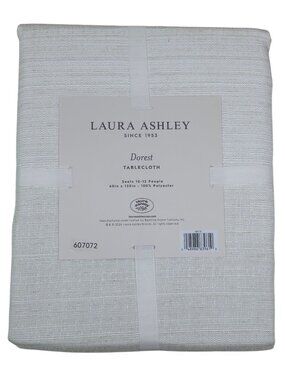 Laura Ashley Dorset Tablecloth 60"x120" Off White with Silver Threads Seats10-12